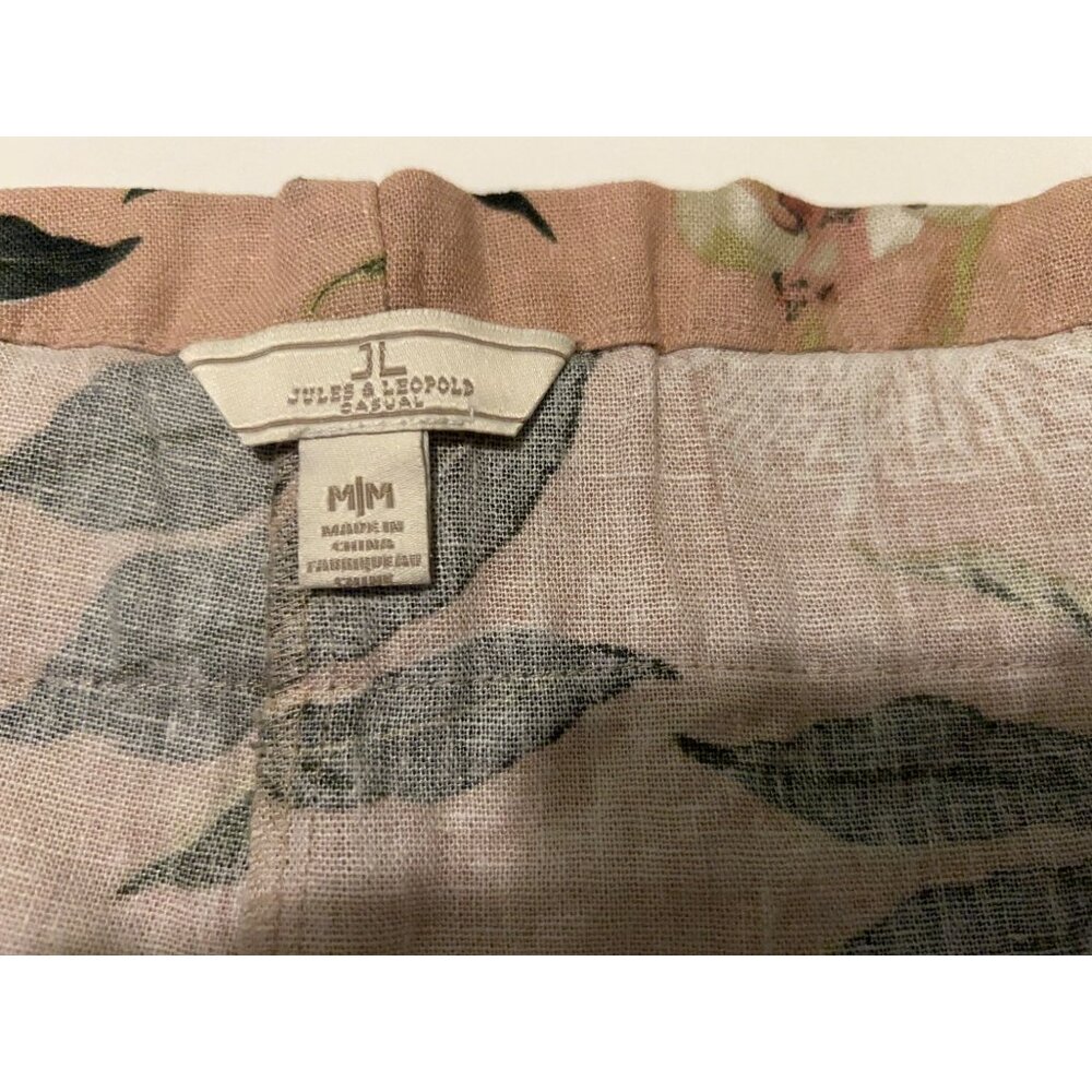 Jules & Leopold LINEN Pants Women’s Size M Floral Tropical Cropped Tie Waist Sum - Picture 9 of 12